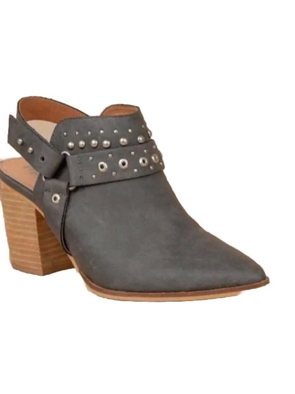 Buckle x Mi.im Pointed Toe Gray Philomena Slingback Boho Studded Booties 8.5